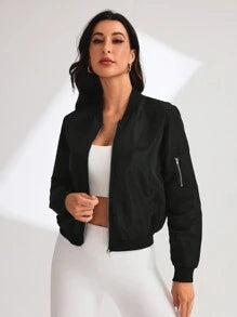 Women''s Solid Color Minimal Casual Long Sleeve Sports Jacket