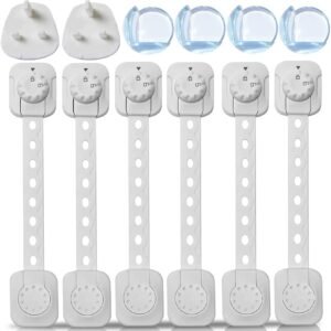A Complete Set of Baby Safety Products, 6 Child Safety Locks With 2 Outlet socket Plug Covers, 4 Corner Guards (ASIN-B09G934JSK)