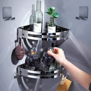 Bathroom Shelf Kitchen Storage (2-PACK Silver)  (ASIN-B098LD84SB)