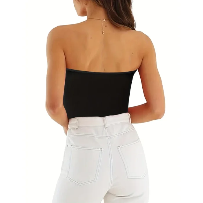 Women's Vintage Bandeau Corset Top – Strapless Summer Tank - Image 2
