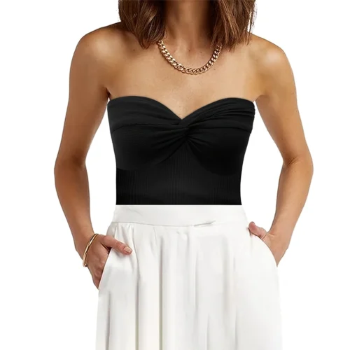 Women's Vintage Bandeau Corset Top – Strapless Summer Tank