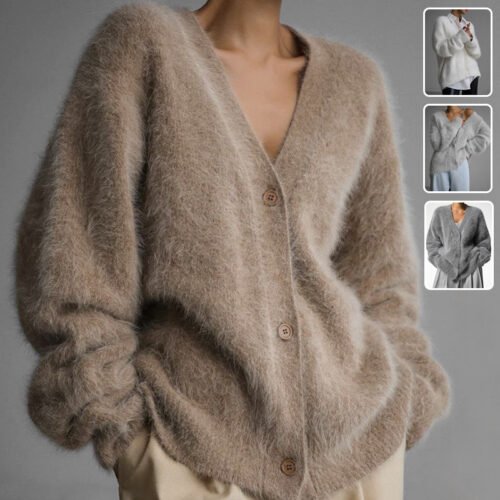 Loose V-neck Button