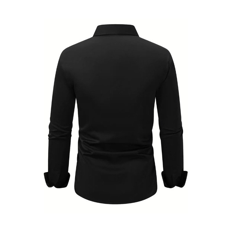 Men's Shirt Business Button Down Shirt Summer Solid Color Long Sleeve Lapel Vacation Shirt Fashion Temperament Casual Tops - Image 10