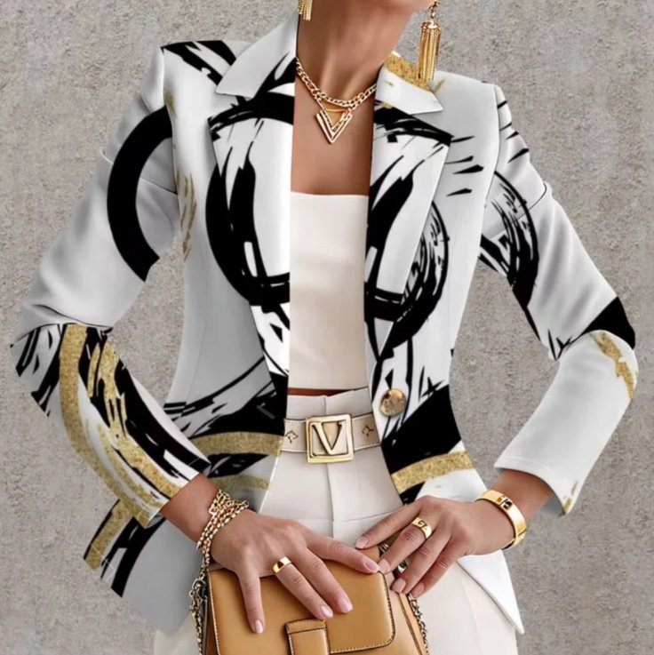 Fashionable Printed Suit-style Slim-fit Blazer - Image 3